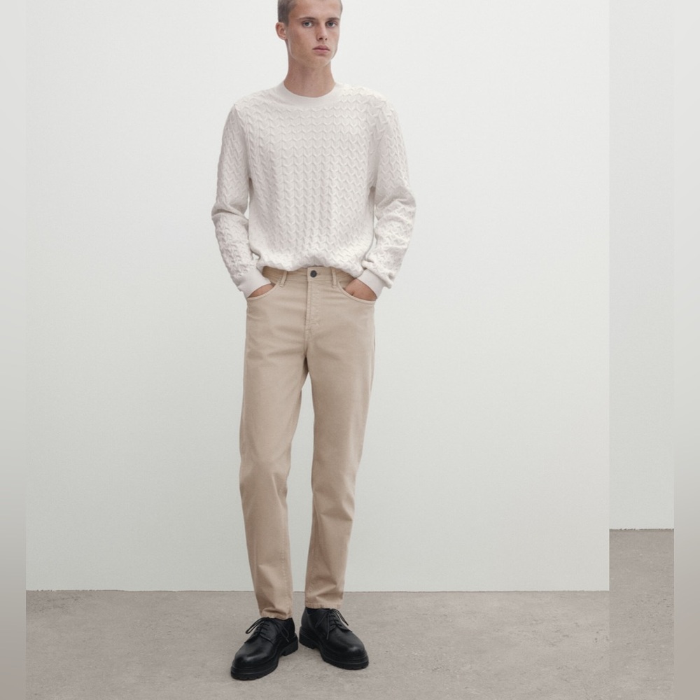 Massimo Dutti TAPERED FIT %100 Algodon Cotton TROUSERS Size 30 light gray - Picture 1 of 7